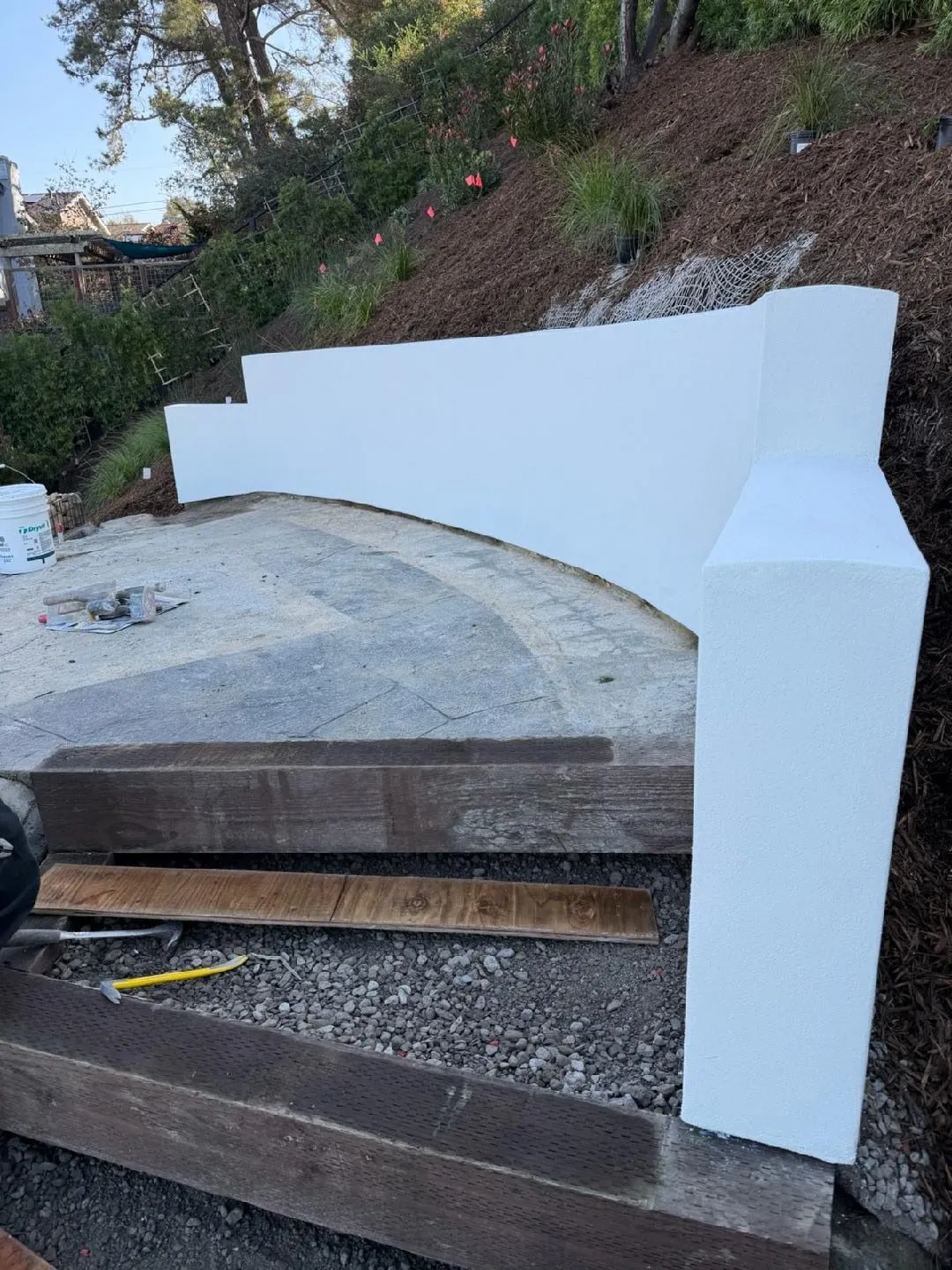 One Stop Plastering retaining wall and hardscape work.